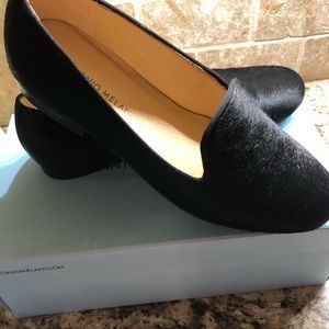 New Black calf hair flats 8M